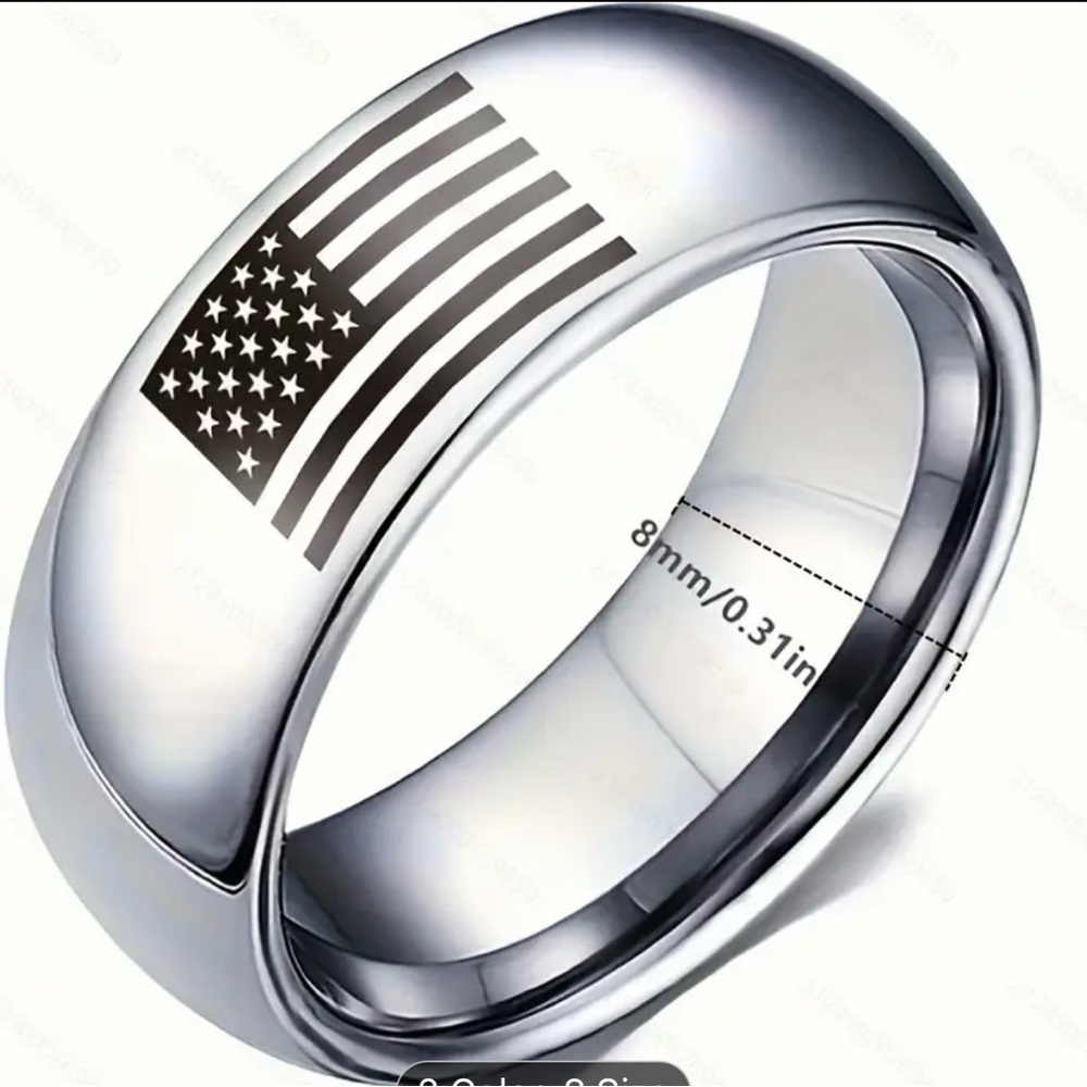 Stainless Steel American Flag Ring